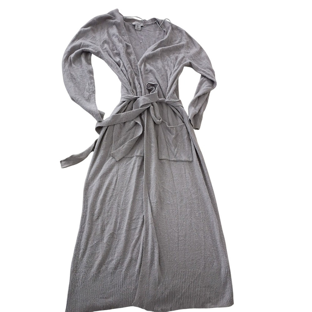 Rachel Zoe Oversized Elegant Long Cardigan Knit Belted Pockets‎ Beige Size L